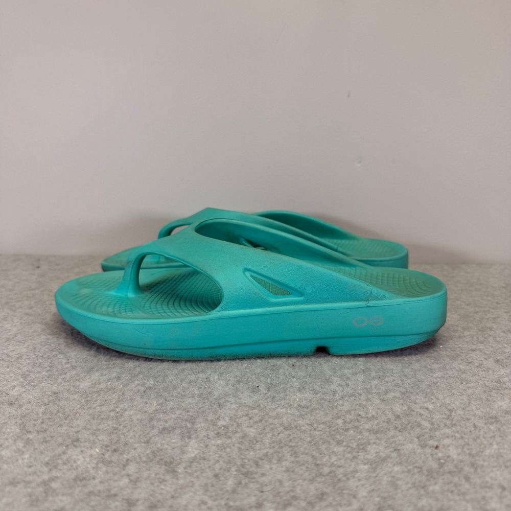 OOFOS Women Size 9 OOriginal Recovery Sandals Teal Aqua Blue Comfort Flip Flops